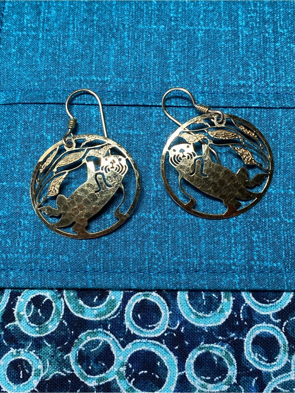 Wild Bryde sea otter gold plated earrings